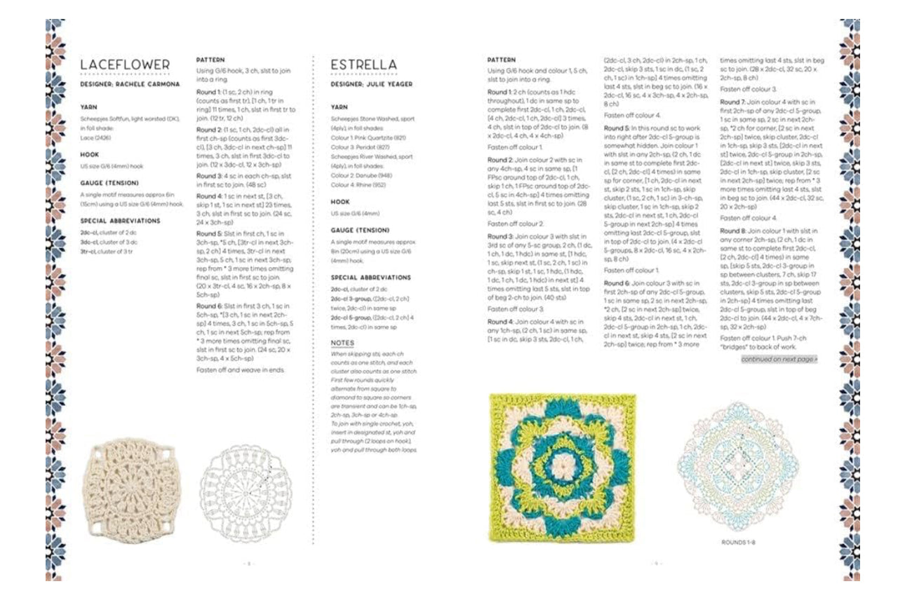 Crochet Flower Squares & Motif Book