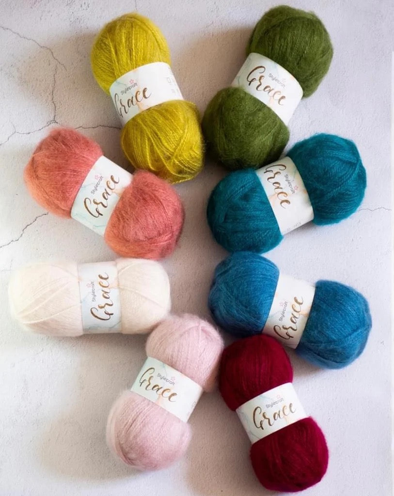 Stylecraft GRACE Aran 1x100G Mohair, Premium Acrylic wool mix