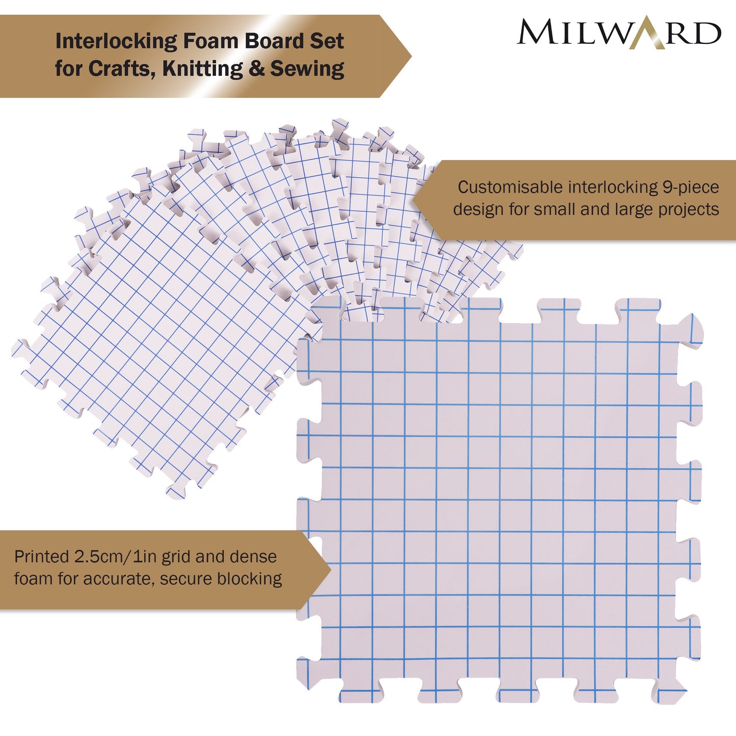 Milward Quality Blocking Mats: 1 x 32 x 32cm: 9 Pieces (Interlocking)